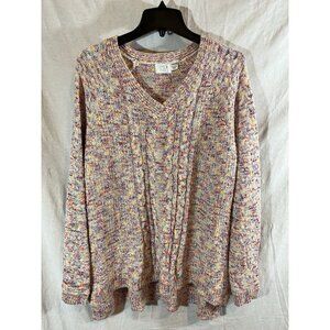 Time & Tru Women's XXXL (22) Long Sleeve Multicolor Knit Sweater